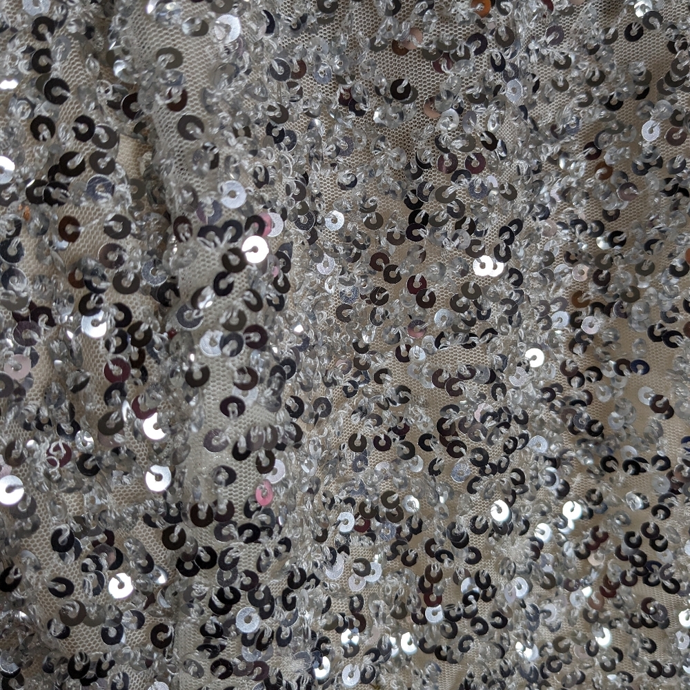 Tangfuti Cocktail Dress size 14 NWT Blue White Sequin Lined A-line Princess V-1 - Picture 11 of 13